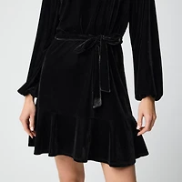 Velvet tie-waist mini dress