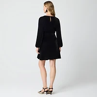 Velvet tie-waist mini dress