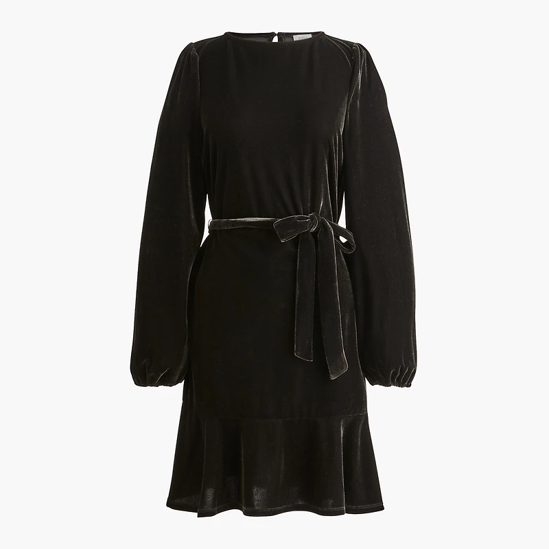 Velvet tie-waist mini dress