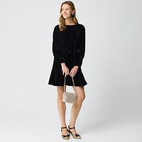 Velvet tie-waist mini dress