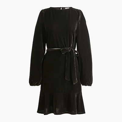 Velvet tie-waist mini dress