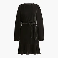 Velvet tie-waist mini dress