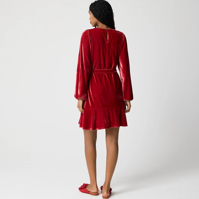 Velvet tie-waist mini dress
