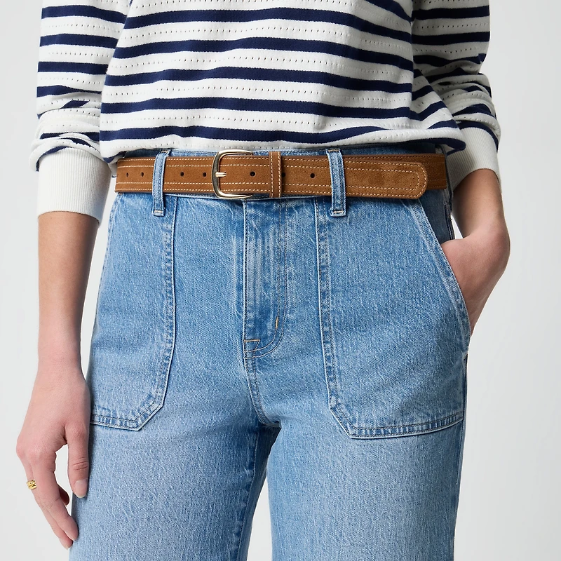 Wide-leg cropped utility-pocket jean all-day stretch