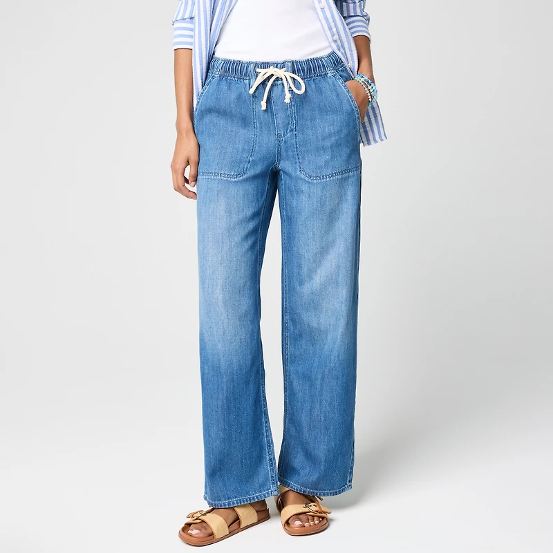 Light-feel drawstring jean