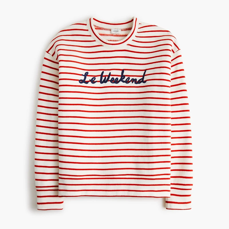 Striped "Le Weekend" graphic sweatshirt