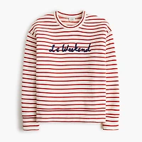 Striped "Le Weekend" graphic sweatshirt