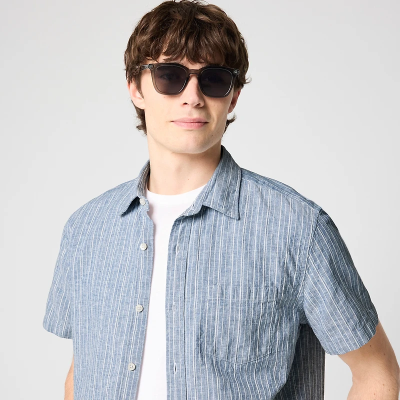 Short-sleeve dobby striped shirt