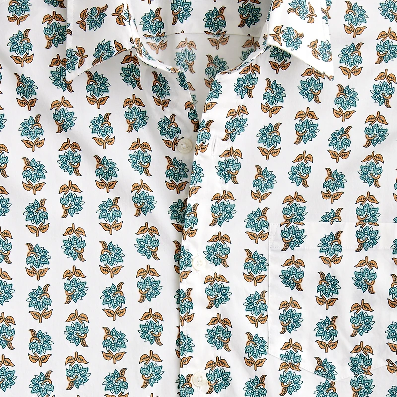 Short-sleeve printed flex casual shirt