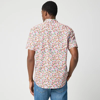 Short-sleeve printed flex casual shirt