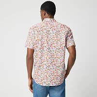 Short-sleeve printed flex casual shirt
