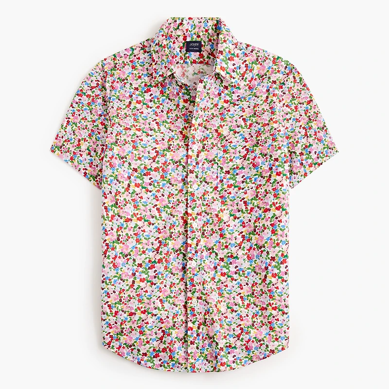 Short-sleeve printed flex casual shirt