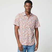 Short-sleeve printed flex casual shirt
