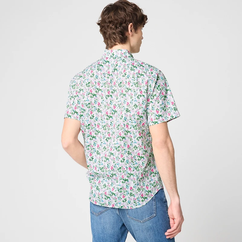 Short-sleeve printed flex casual shirt