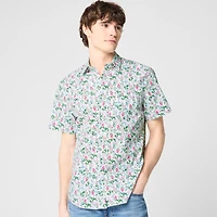 Short-sleeve printed flex casual shirt