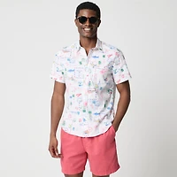 Short-sleeve printed flex casual shirt