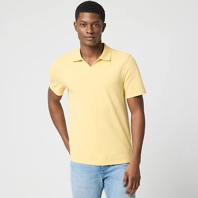 Flex piqué johnny-collar polo shirt