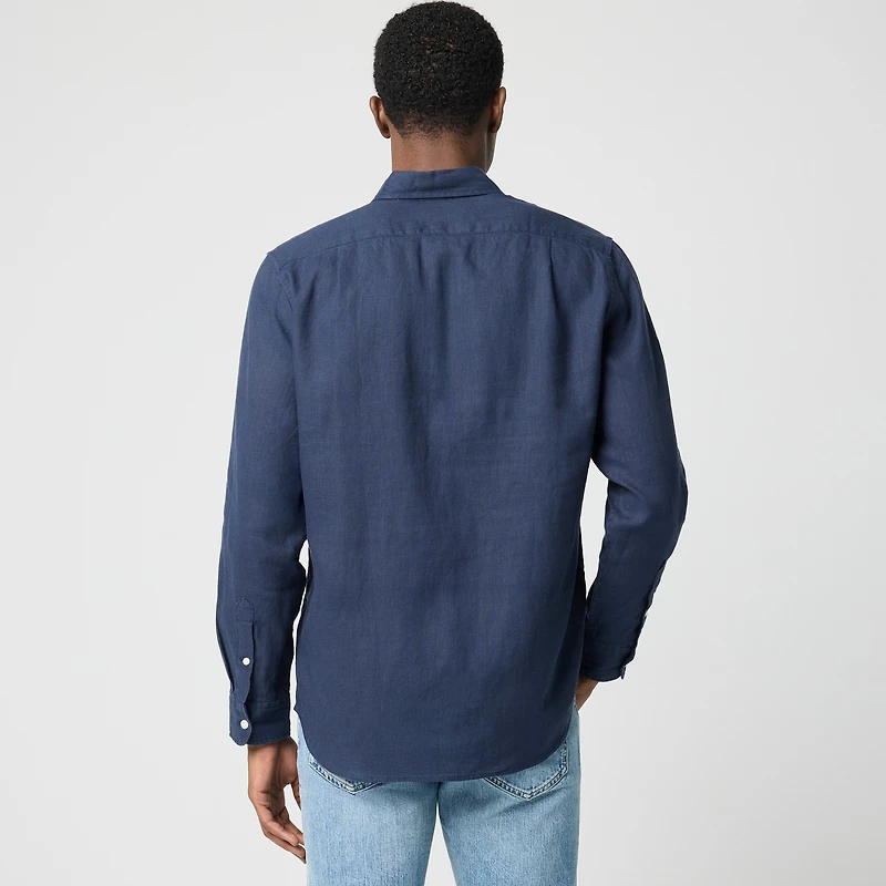 Classic-fit linen-blend shirt