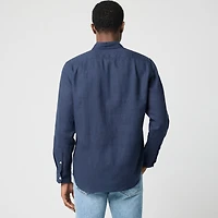 Classic-fit linen-blend shirt