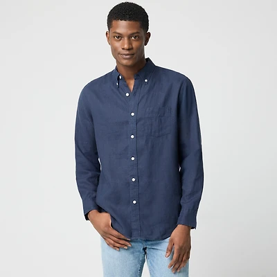 Classic-fit linen-blend shirt