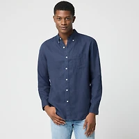 Classic-fit linen-blend shirt