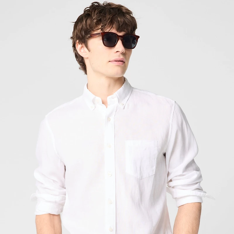 Classic-fit linen-blend shirt