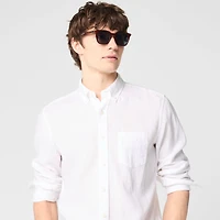 Classic-fit linen-blend shirt