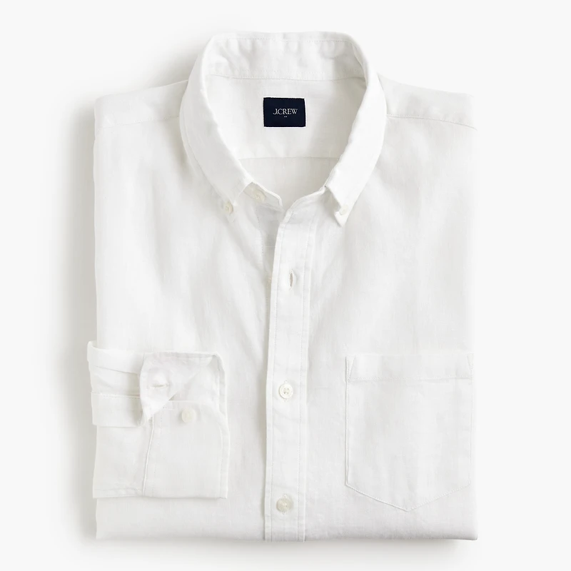 Classic-fit linen-blend shirt