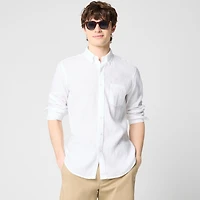 Classic-fit linen-blend shirt