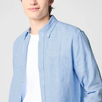 Classic-fit linen-blend shirt