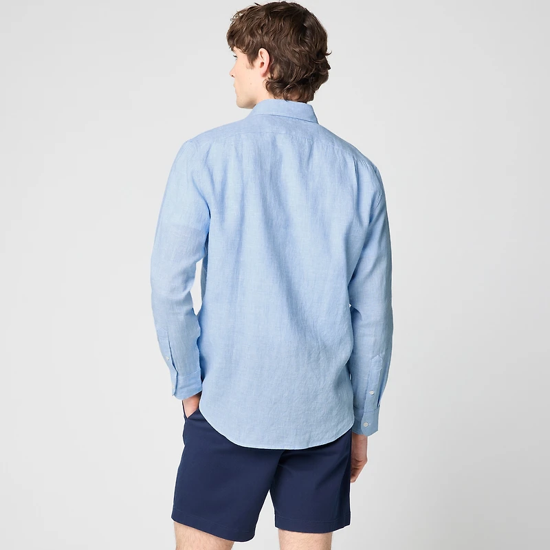 Classic-fit linen-blend shirt