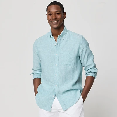 Classic-fit linen-blend shirt