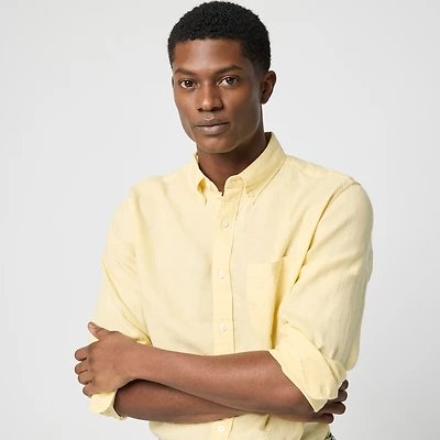 Classic-fit linen-blend shirt