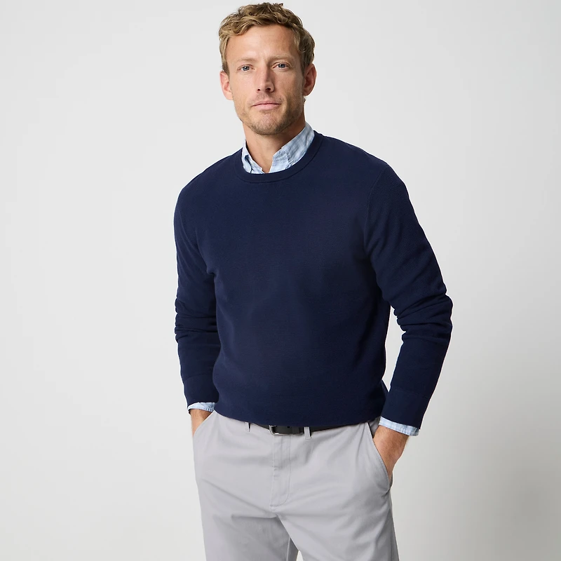 Cotton moss-stitch crewneck sweater