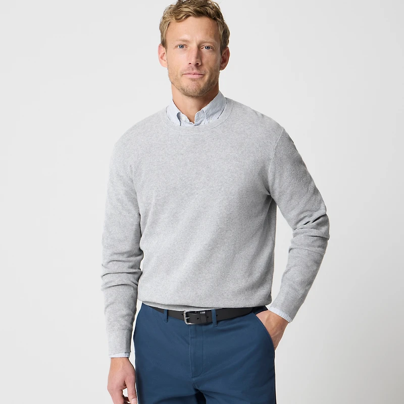 Cotton moss-stitch crewneck sweater