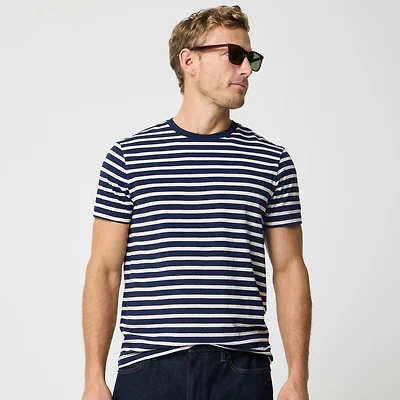 Cotton washed striped jersey tee
