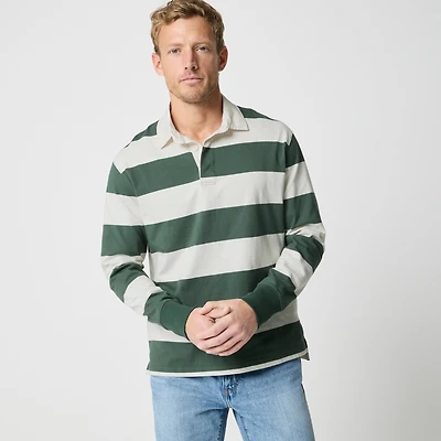 Striped rugby polo shirt