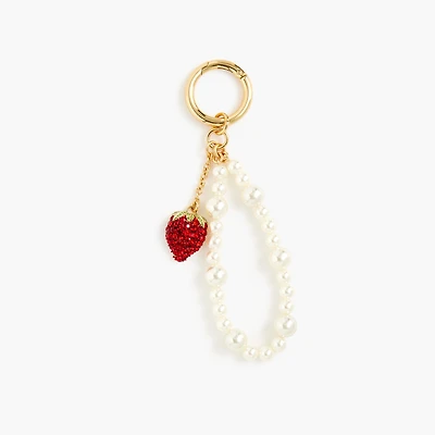 Strawberry and pearl bag charm