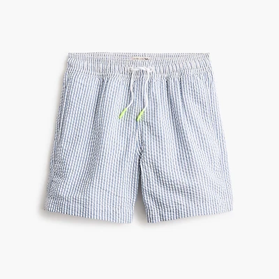 Boys' seersucker compression swim trunk