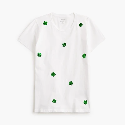 Sequin clovers graphic tee