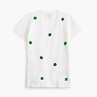 Sequin clovers graphic tee
