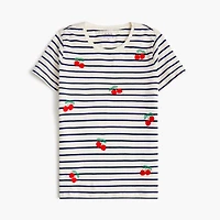 Cherries on stripes graphic tee