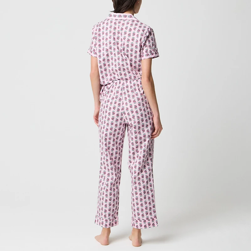 Short-sleeve printed top and pants pajama set