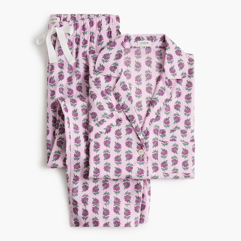 Short-sleeve printed top and pants pajama set