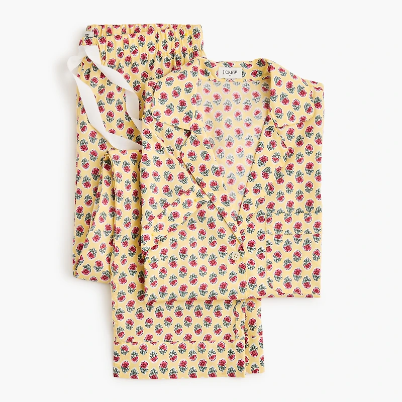 Short-sleeve printed top and pants pajama set