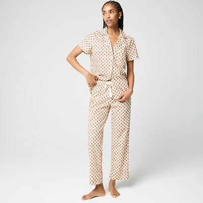 Short-sleeve printed top and pants pajama set