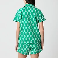 Short-sleeve top and short pajama set