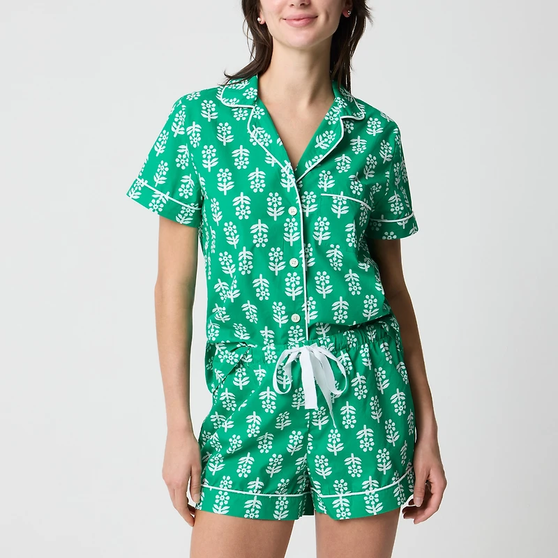 Short-sleeve top and short pajama set