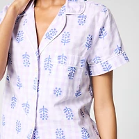 Short-sleeve top and short pajama set