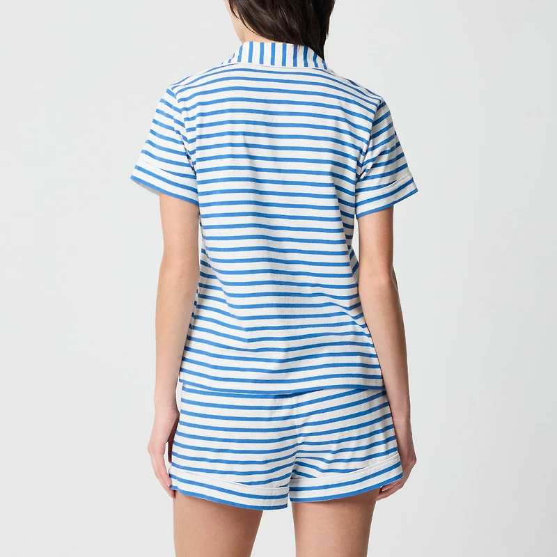 Striped knit short-sleeve top and pants pajama set